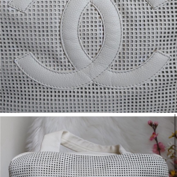 CHANEL White Caviar Leather Perforated CC Bowler Bag - Picture 3 of 10
